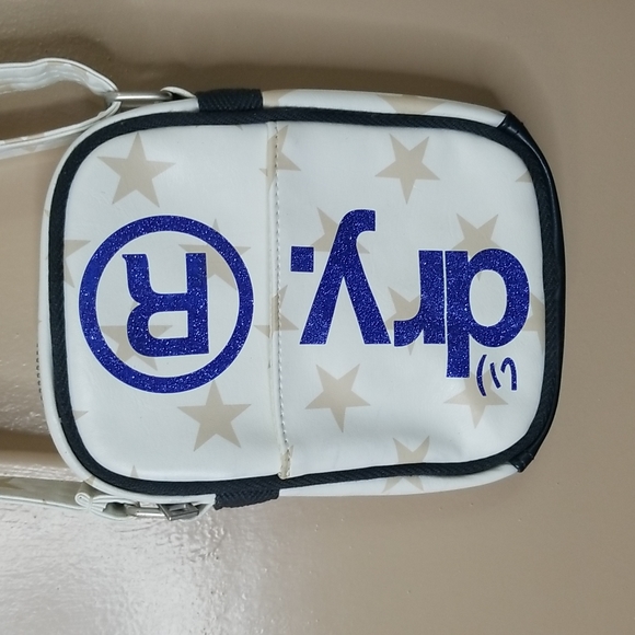 REAL SUPERDRY BLACK LABEL-LIMITED EDITION SIDE BAG WHTE/ WITH STARS & BLU GLITT - Picture 2 of 8